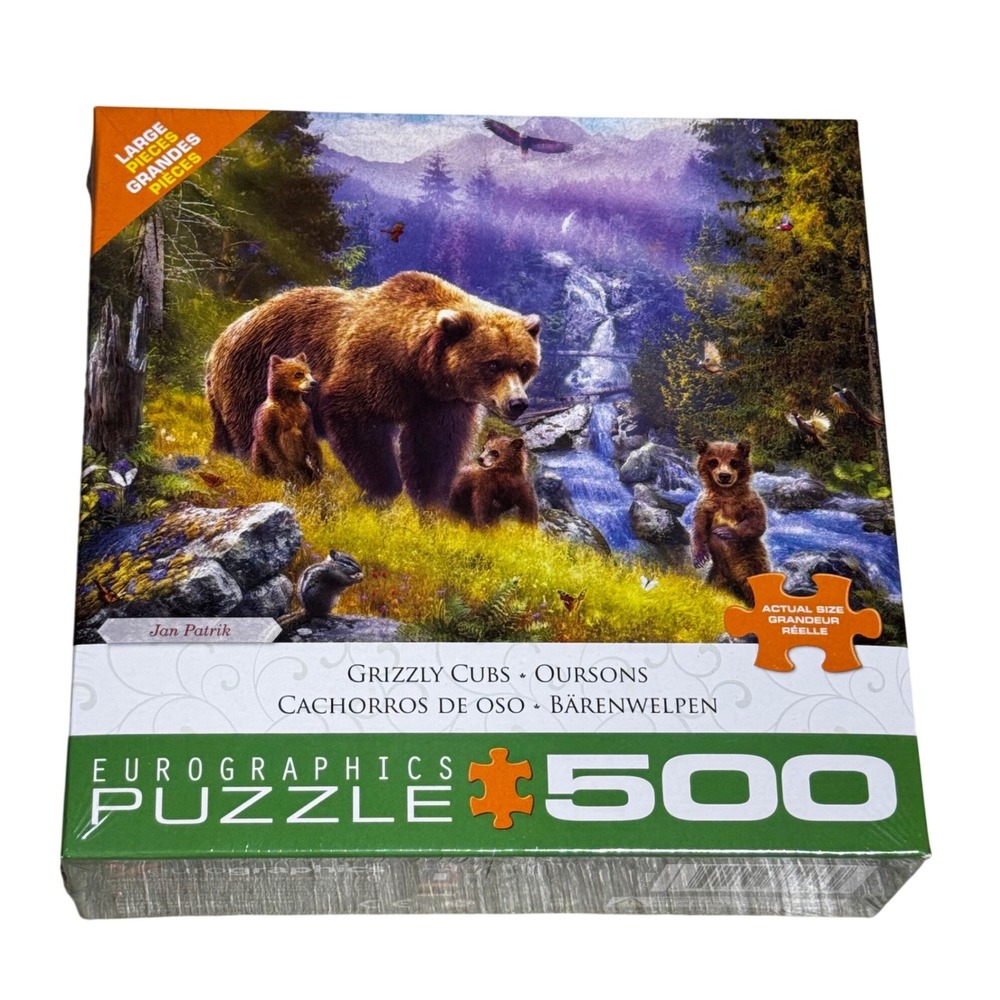 Eurographics‎ Grizzly Cubs 500-Piece Puzzle – Brand New in Box Sealed